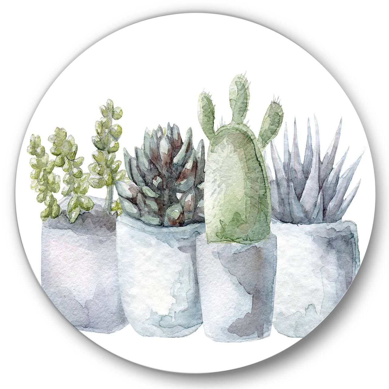 Designart - Cactus and Succulent House Plants I - Farmhouse Metal Circle Wall Art